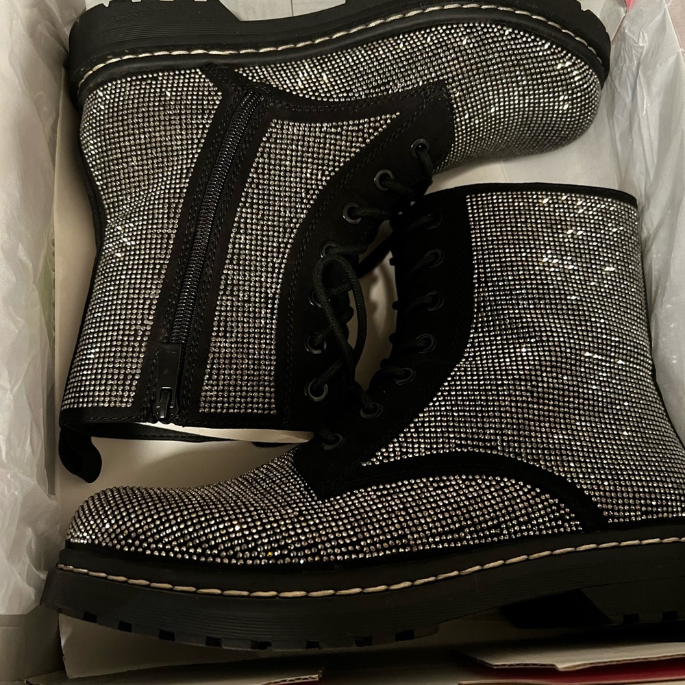 Betsey Johnson Rhinestone Combat Bootie Torrid